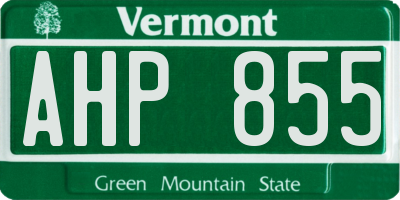 VT license plate AHP855