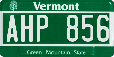 VT license plate AHP856