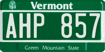 VT license plate AHP857