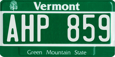 VT license plate AHP859