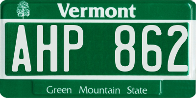 VT license plate AHP862