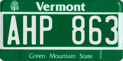 VT license plate AHP863