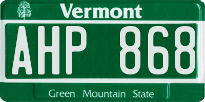 VT license plate AHP868