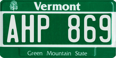 VT license plate AHP869
