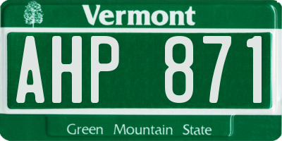 VT license plate AHP871