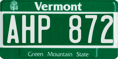 VT license plate AHP872