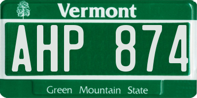 VT license plate AHP874