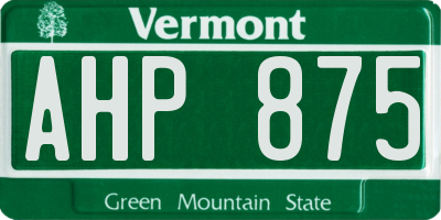 VT license plate AHP875