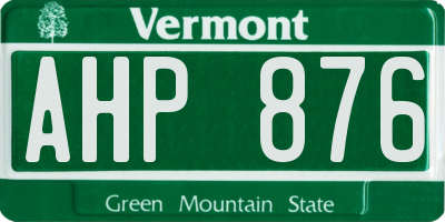 VT license plate AHP876