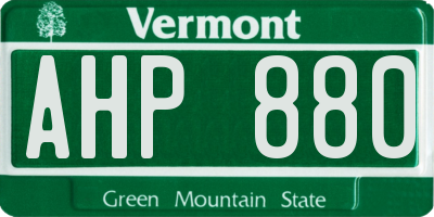 VT license plate AHP880