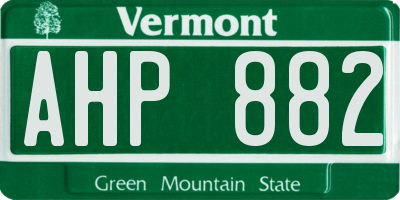 VT license plate AHP882