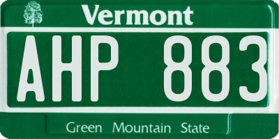 VT license plate AHP883