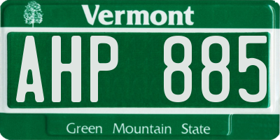 VT license plate AHP885
