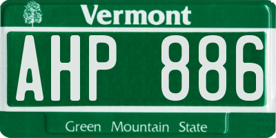 VT license plate AHP886