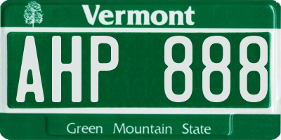 VT license plate AHP888
