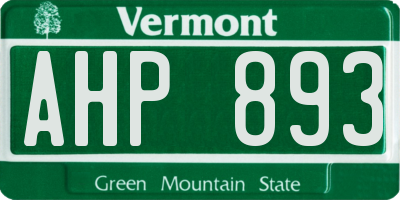 VT license plate AHP893