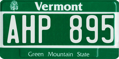 VT license plate AHP895
