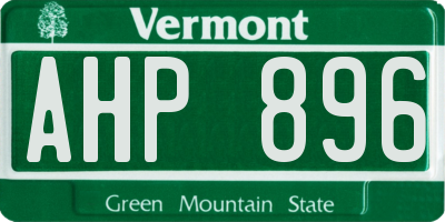 VT license plate AHP896