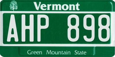 VT license plate AHP898