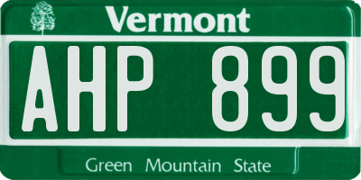 VT license plate AHP899