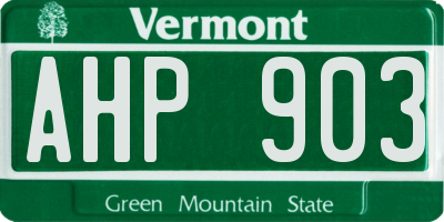 VT license plate AHP903