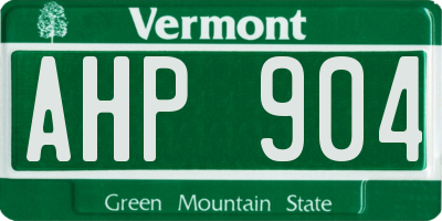 VT license plate AHP904