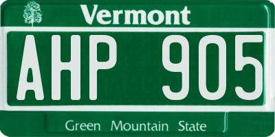 VT license plate AHP905