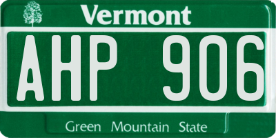 VT license plate AHP906