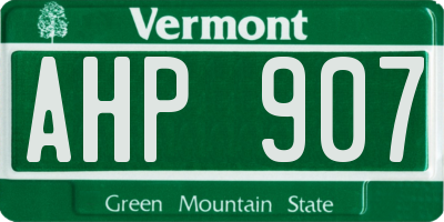VT license plate AHP907