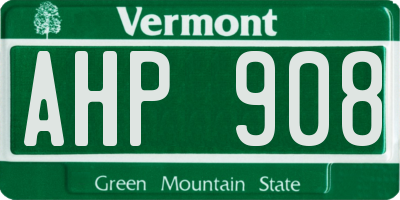 VT license plate AHP908