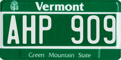 VT license plate AHP909