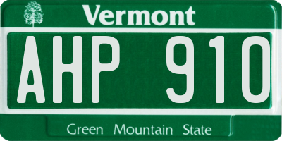VT license plate AHP910