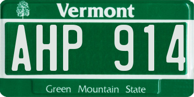 VT license plate AHP914