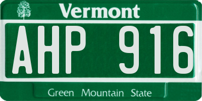 VT license plate AHP916