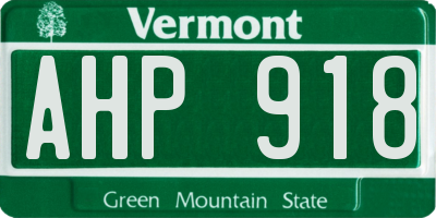 VT license plate AHP918
