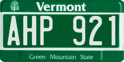 VT license plate AHP921