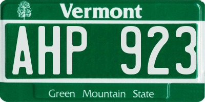 VT license plate AHP923