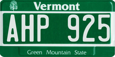 VT license plate AHP925