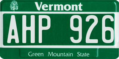 VT license plate AHP926