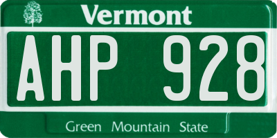 VT license plate AHP928