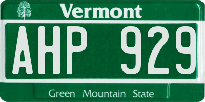 VT license plate AHP929