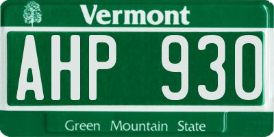 VT license plate AHP930