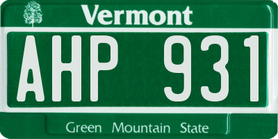 VT license plate AHP931