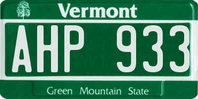 VT license plate AHP933