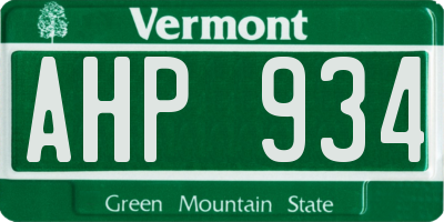 VT license plate AHP934