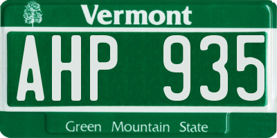 VT license plate AHP935