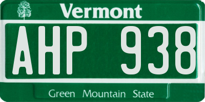 VT license plate AHP938