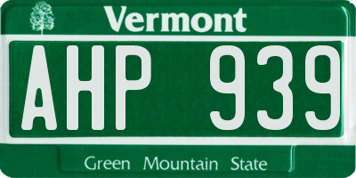 VT license plate AHP939