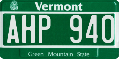 VT license plate AHP940