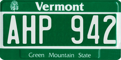 VT license plate AHP942
